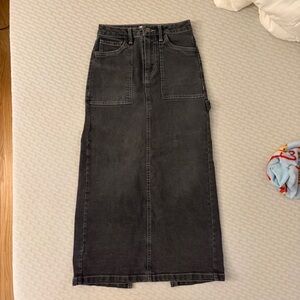 High-Waisted Black Denim Skirt